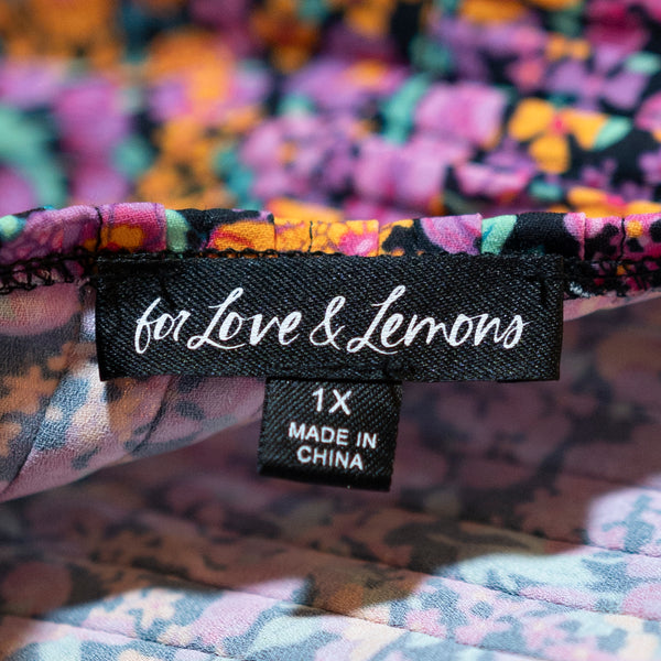For Love &amp; Lemons Maud Open Back High Slit Midi Floral Flower Print Dress 1X