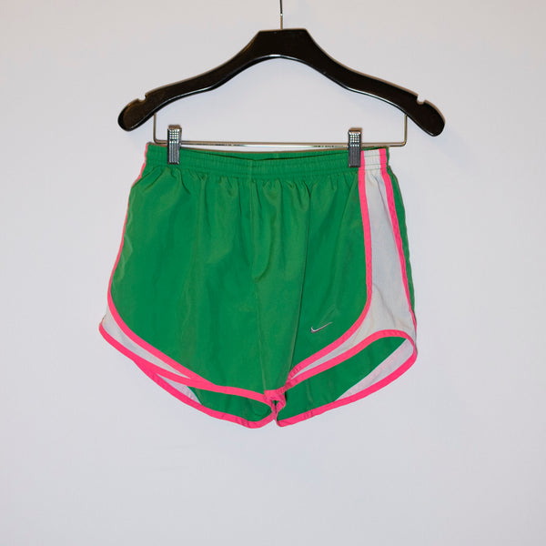 Nike Women's Dri-Fit Neon Green Pink White Athletic Work Out Running Track Short