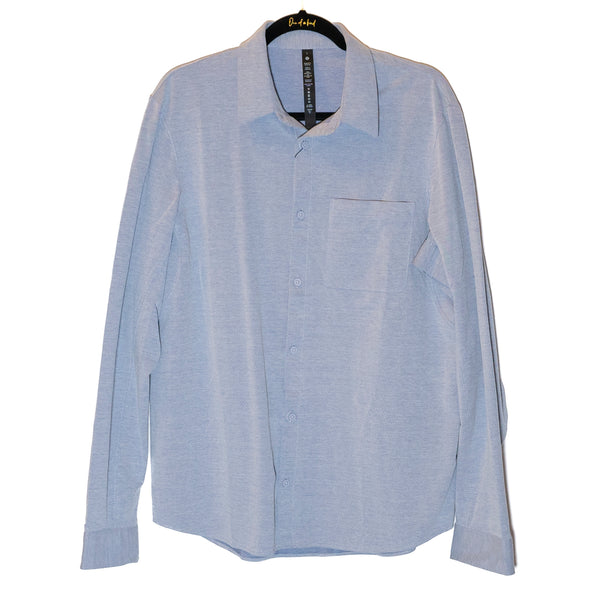 NEW Lululemon Commission Long Sleeve Cotton Collar Button Down Shirt Harbor Blue