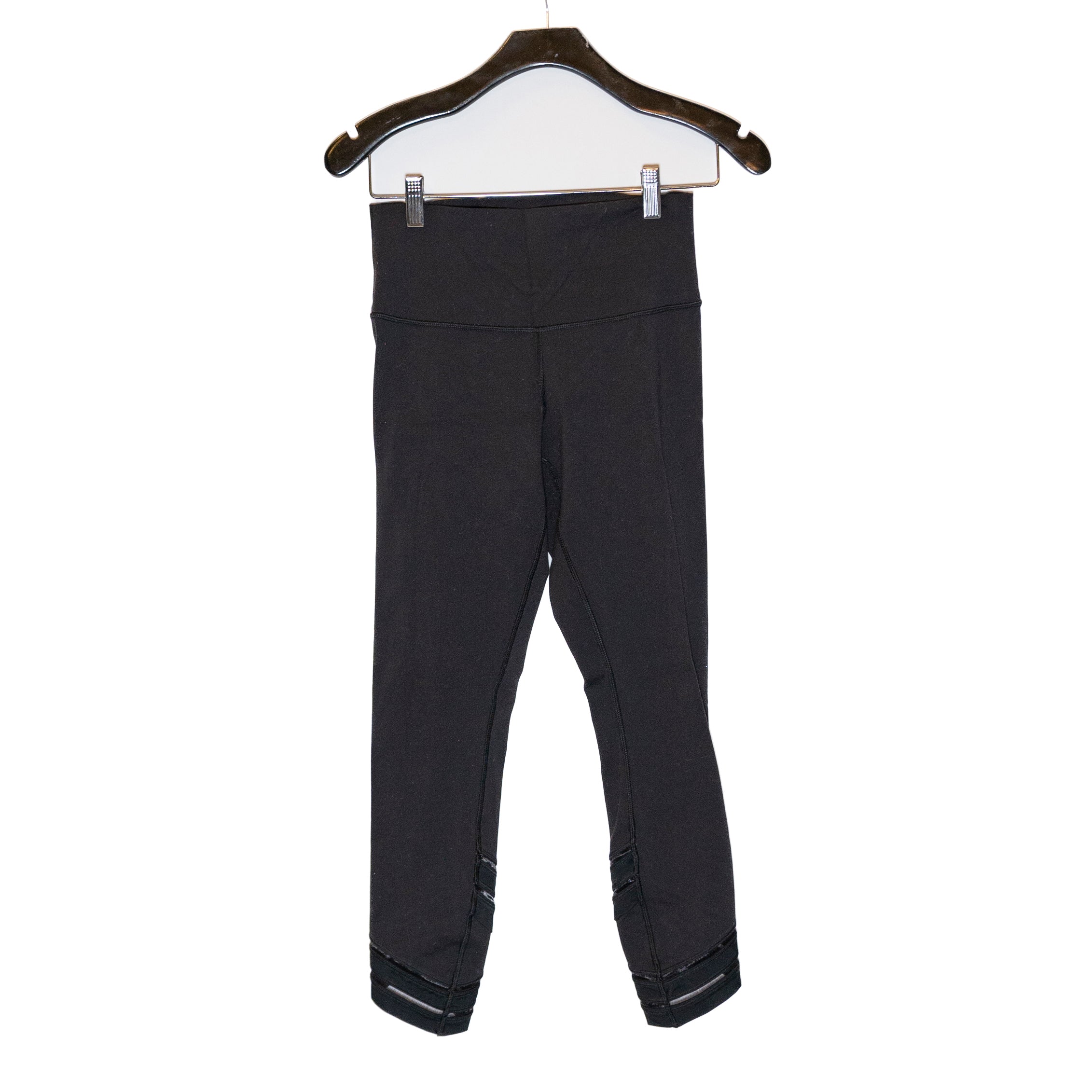 Lululemon Women's Sheer Mesh Crop High Rise Athletic Work Out Leggings Black