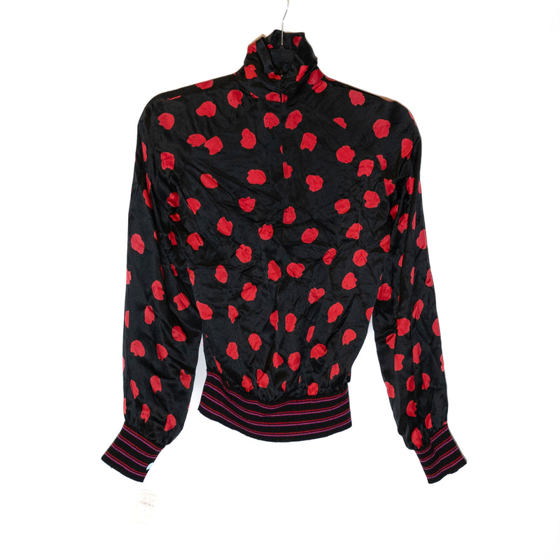 NEW Emanuel Ungaro Parallele Paris Vintage Silk Satin Red Black Polka Dot Blouse