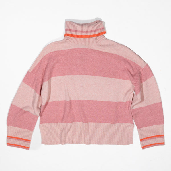 NEW J. Crew Women's Pink Striped Turtleneck Pullover Sweater Supersoft Yarn S