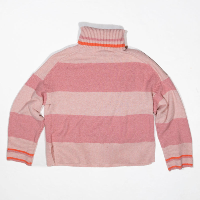 NEW J. Crew Women's Pink Striped Turtleneck Pullover Sweater Supersoft Yarn S