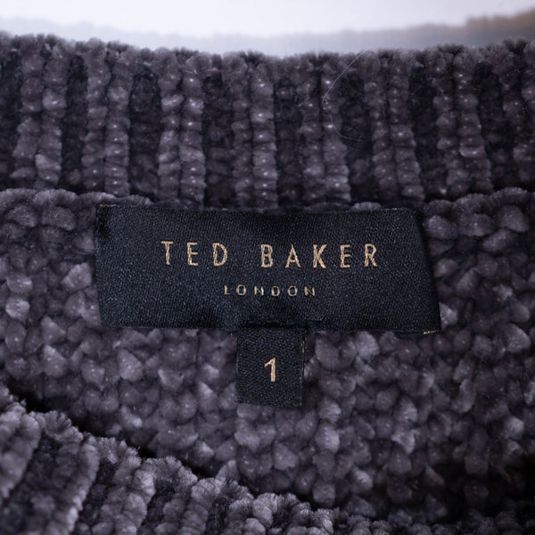 Ted Baker Innia Chenille Ultra Soft Knit Crew Neck Star Embellished Sweater Gray