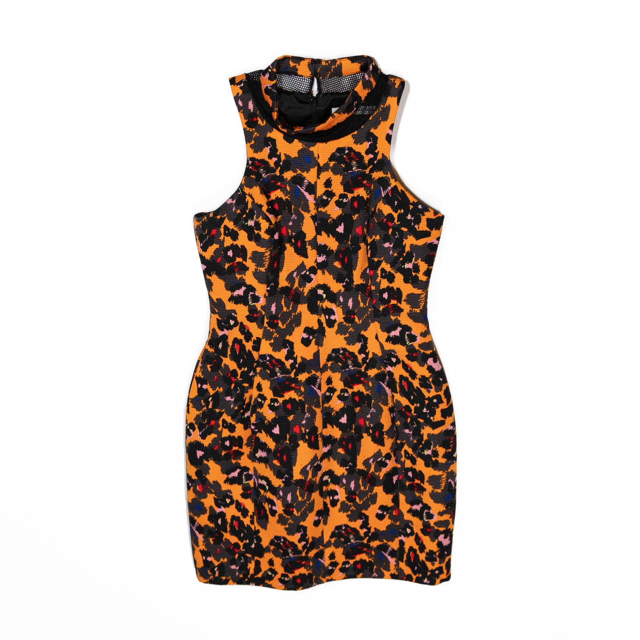 Camilla And Marc Evocateur Orange Leopard Floral Print Mesh Panel Sheath Dress 4