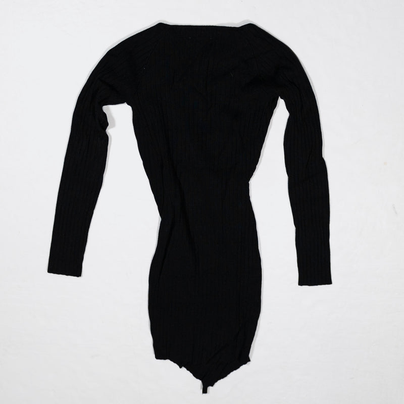 Superdown Thali Ribbed Knit Stretch V Neck Long Sleeve Faux Wrap Sweater Dress