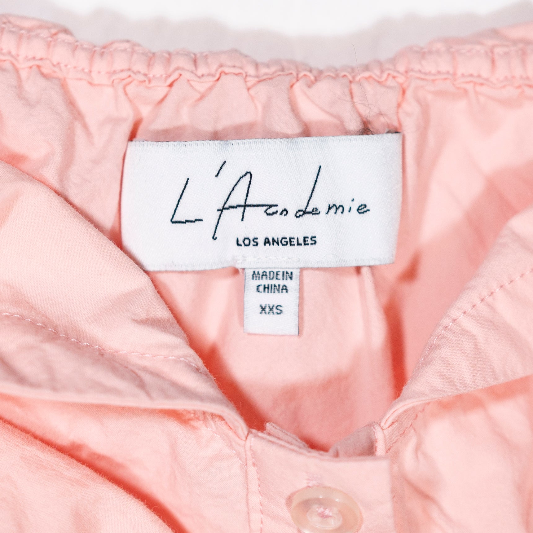 L'Academie Cotton Poplin Off Shoulder Button Front Twist Tie Knit Crop Blouse