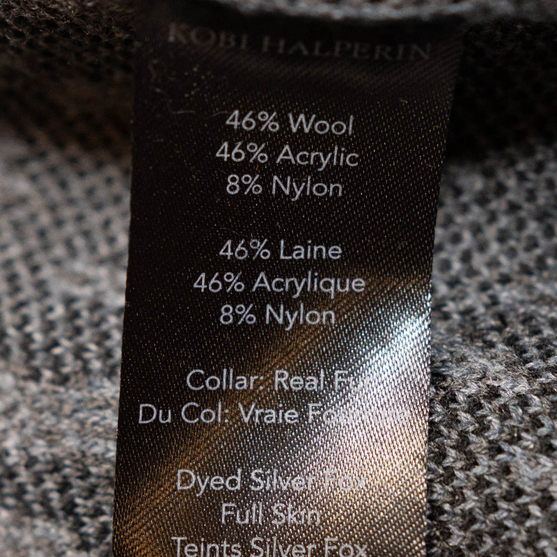 Kobi Halperin Colene Wool Blend Genuine Silver Fox Fur Trim Sleeveless Sweater