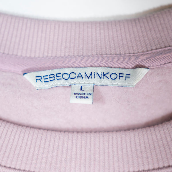 Rebecca Minkoff Gracie Cotton Fleece Lined Cold Shoulder Ruffle Sleeve Sweater L