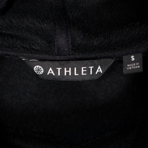 Athleta Women's Cozy Karma Fleece Lined Pullover Hooded Sweatshirt Sweater Black