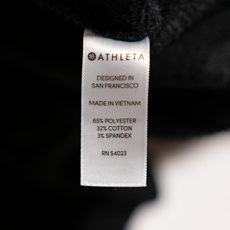 Athleta Women's Cozy Karma Fleece Lined Pullover Hooded Sweatshirt Sweater Black