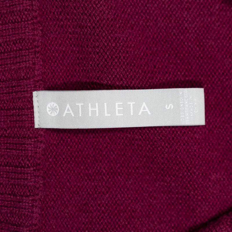 Athleta Wool Cashmere Knit Stretch V Neck Tunic Pullover Sweater Mulberry S