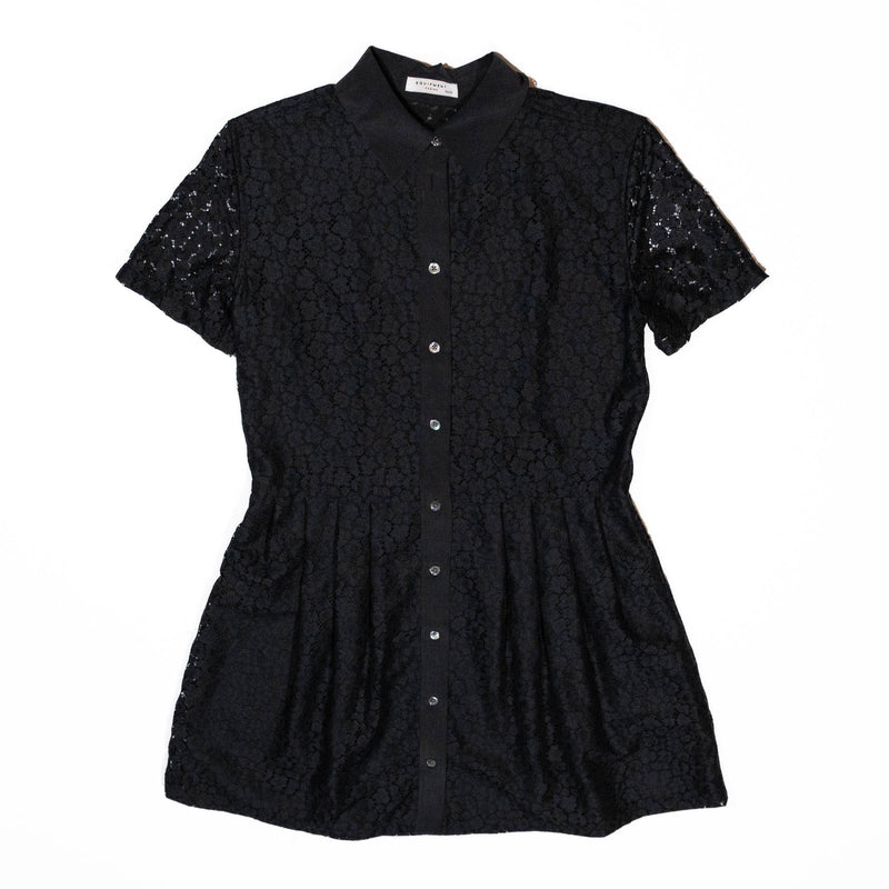 Equipment Allover Floral Flower Lace Short Sleeve Collared Button Front Dress XS