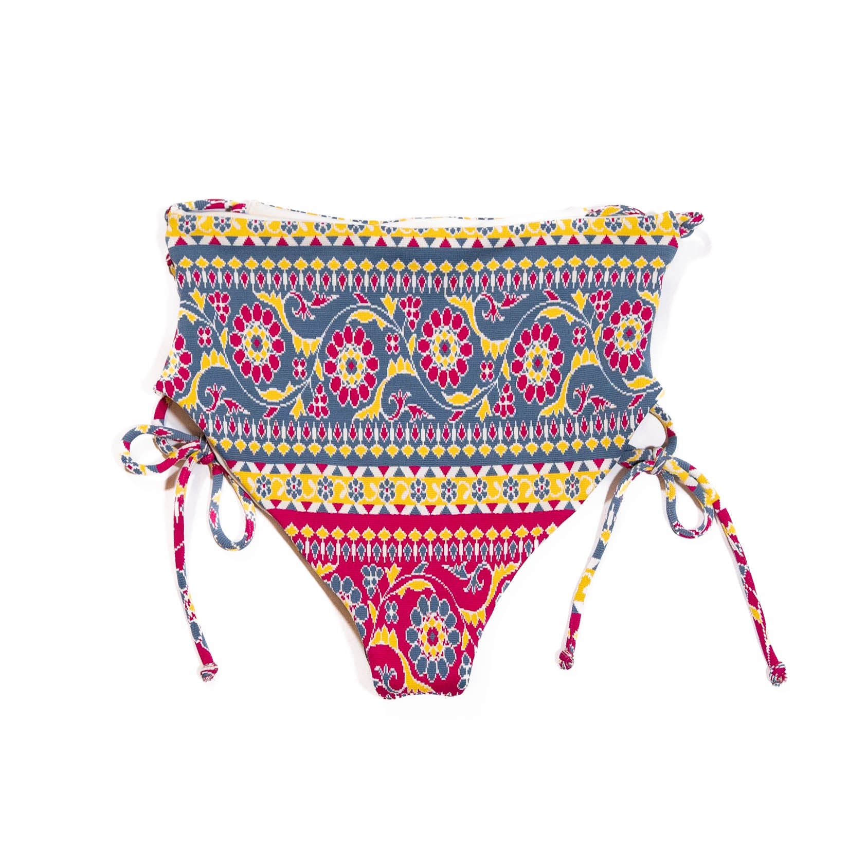 NEW SOAH Soul Of A Hippie Ivy High Waisted Lace Up Swim Bikini Bottom Flora M