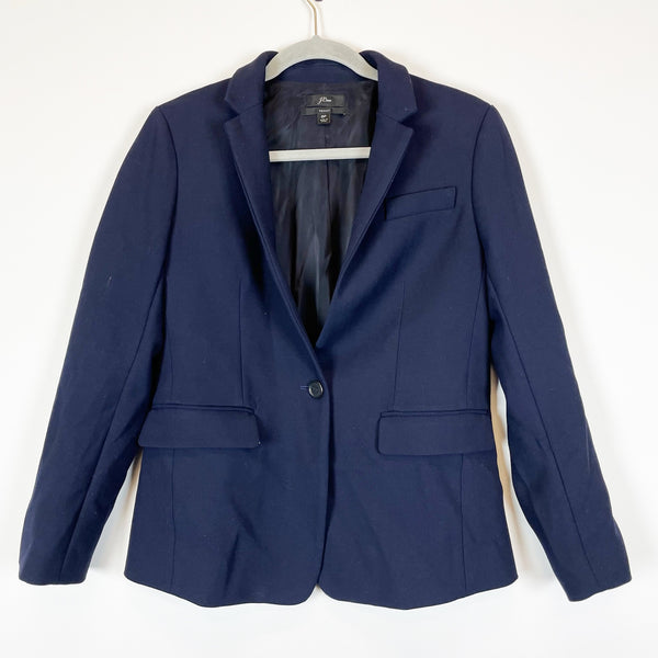 J. Crew Women's Regent Collared One Button Structured Blazer Jacket Navy Blue 6P