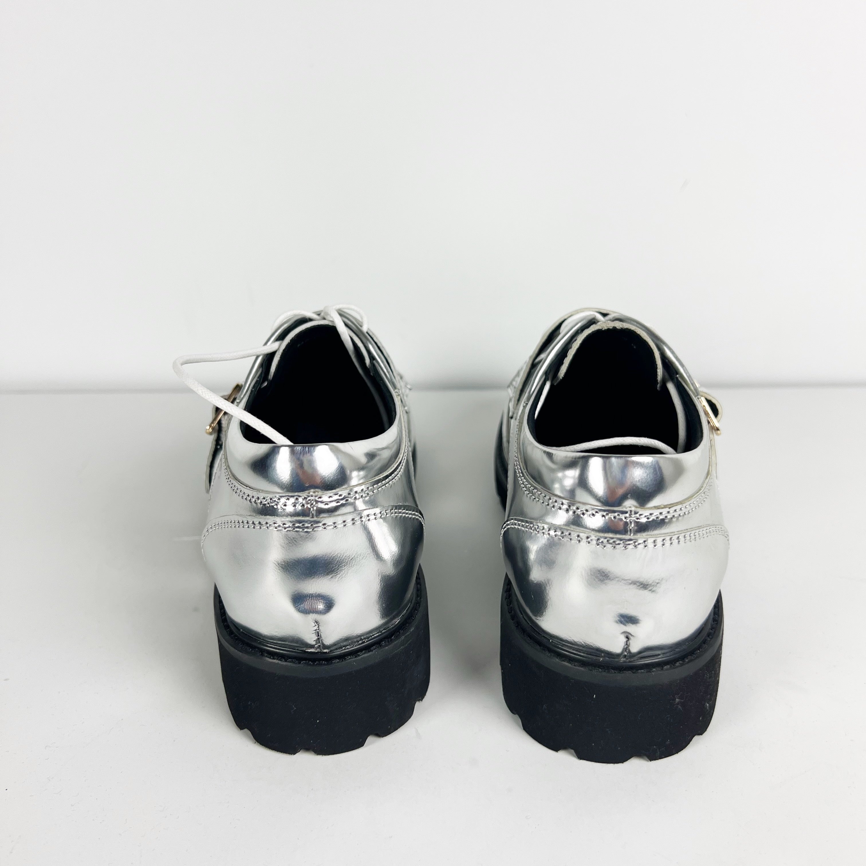 NEW Marc Nolan Women's Atlas Patent Leather Lace Up Buckle Derbys Flats Shoes 9