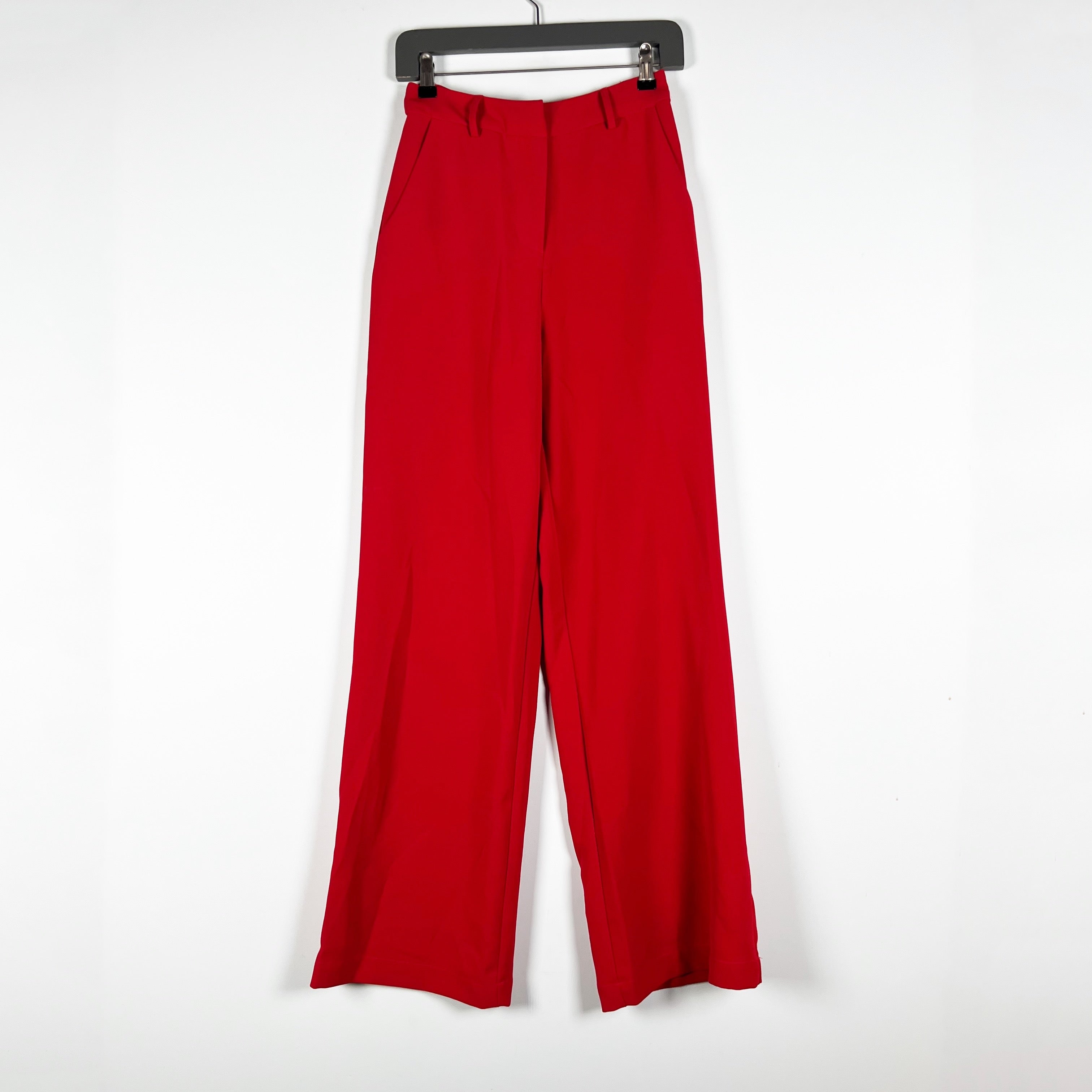 NEW Showpo Bonnie High Waisted Tailored Wide Leg Trouser Pants Solid Red 2
