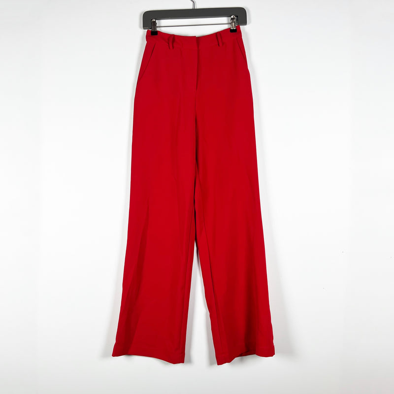 NEW Showpo Bonnie High Waisted Tailored Wide Leg Trouser Pants Solid Red 2