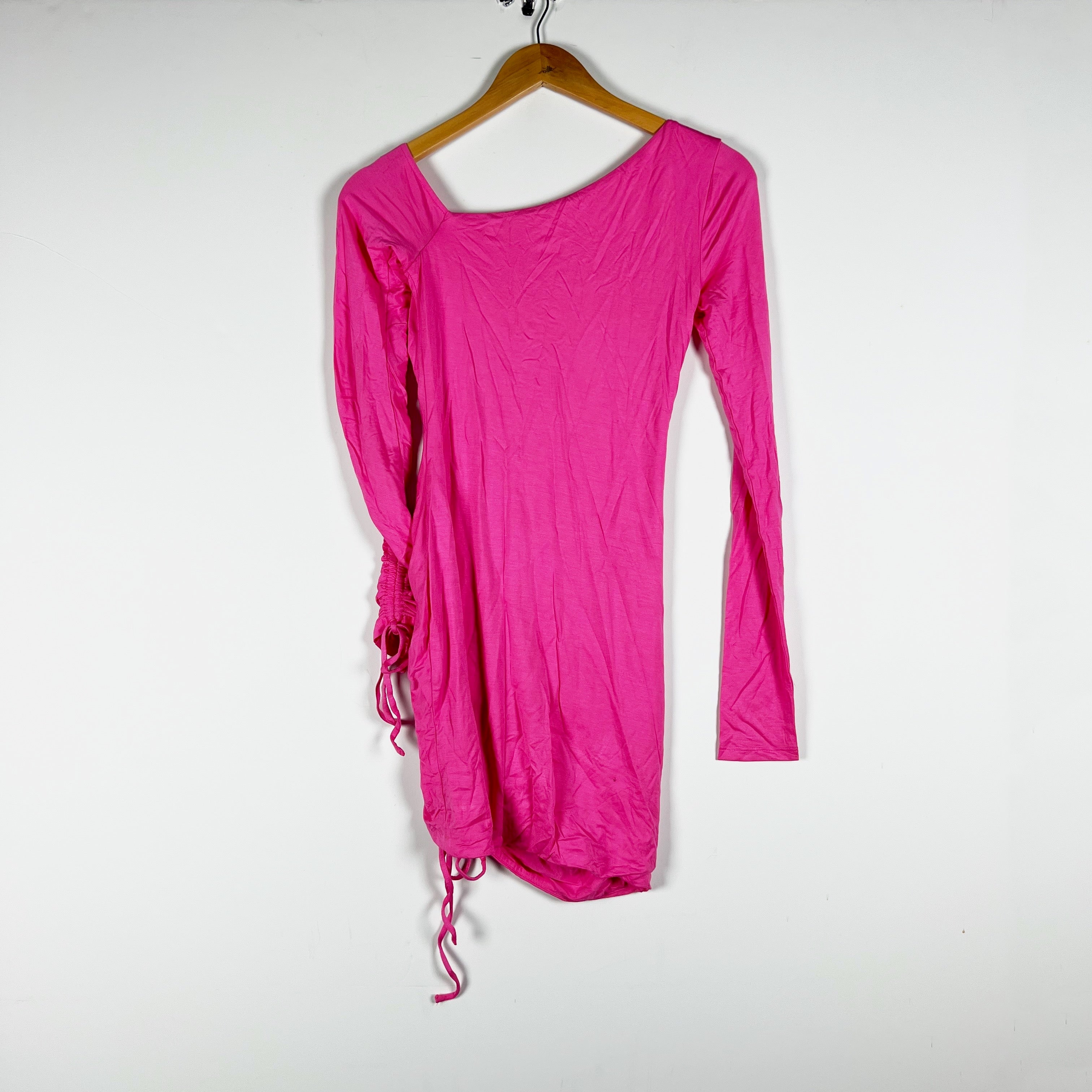 Camila Coelho Lena Bamboo Stretch Jersey Knit Ruched Bodycon Mini Dress Pink XXS