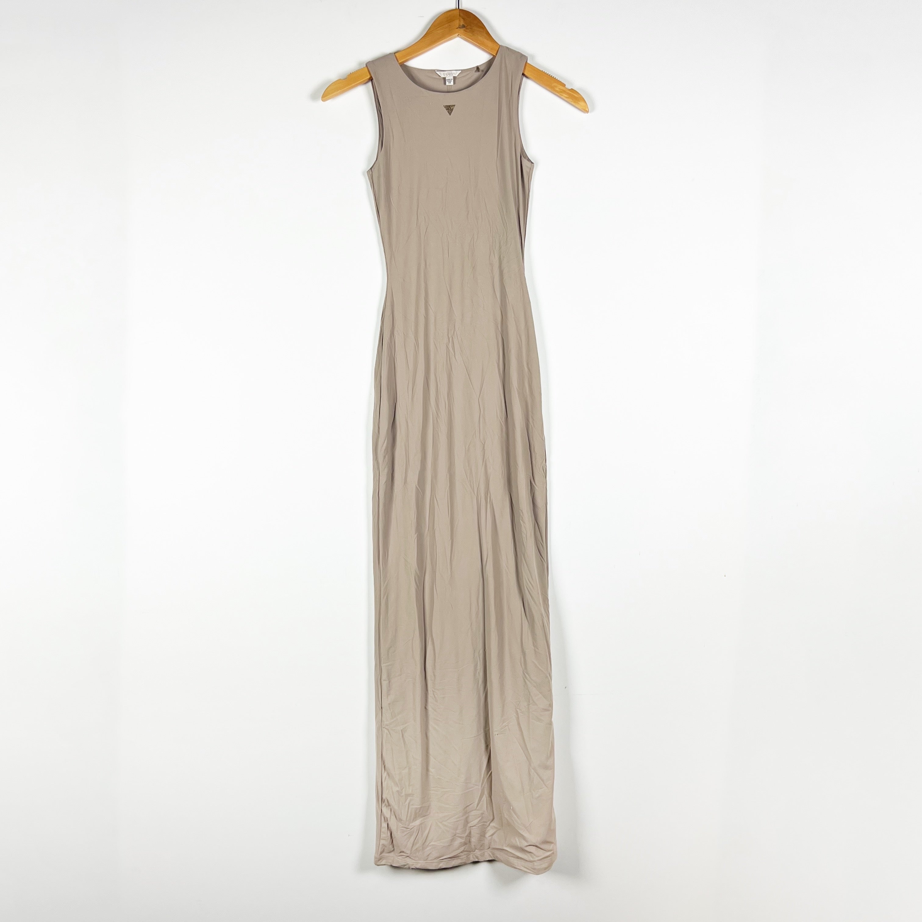 NEW Guess Crystal Jewel Embellished Logo Sleeveless Bodycon Long Tank Dress XS