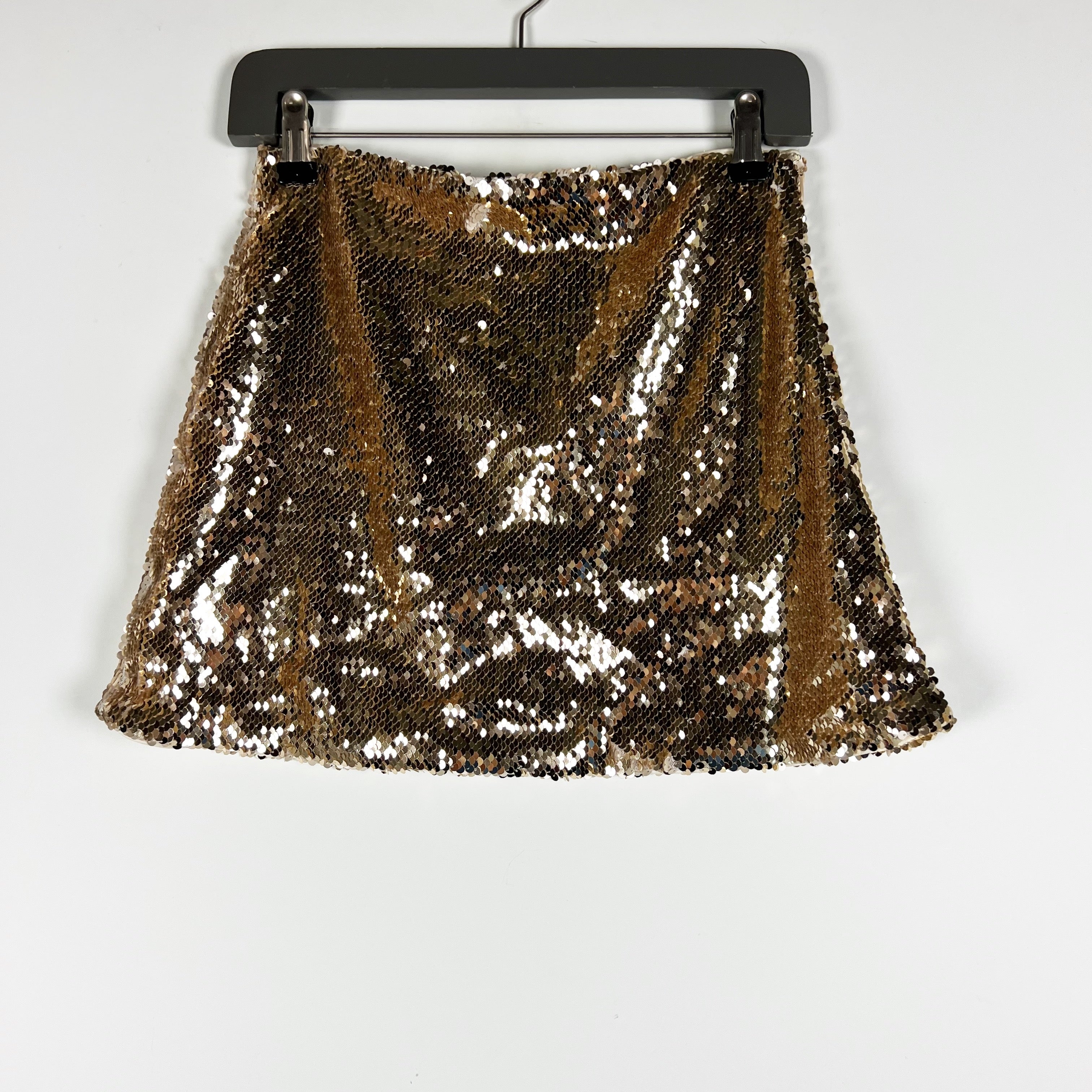 Lulus Live In The Spotlight Gold Metallic Sparkle Sequin Embellished Mini Skirt