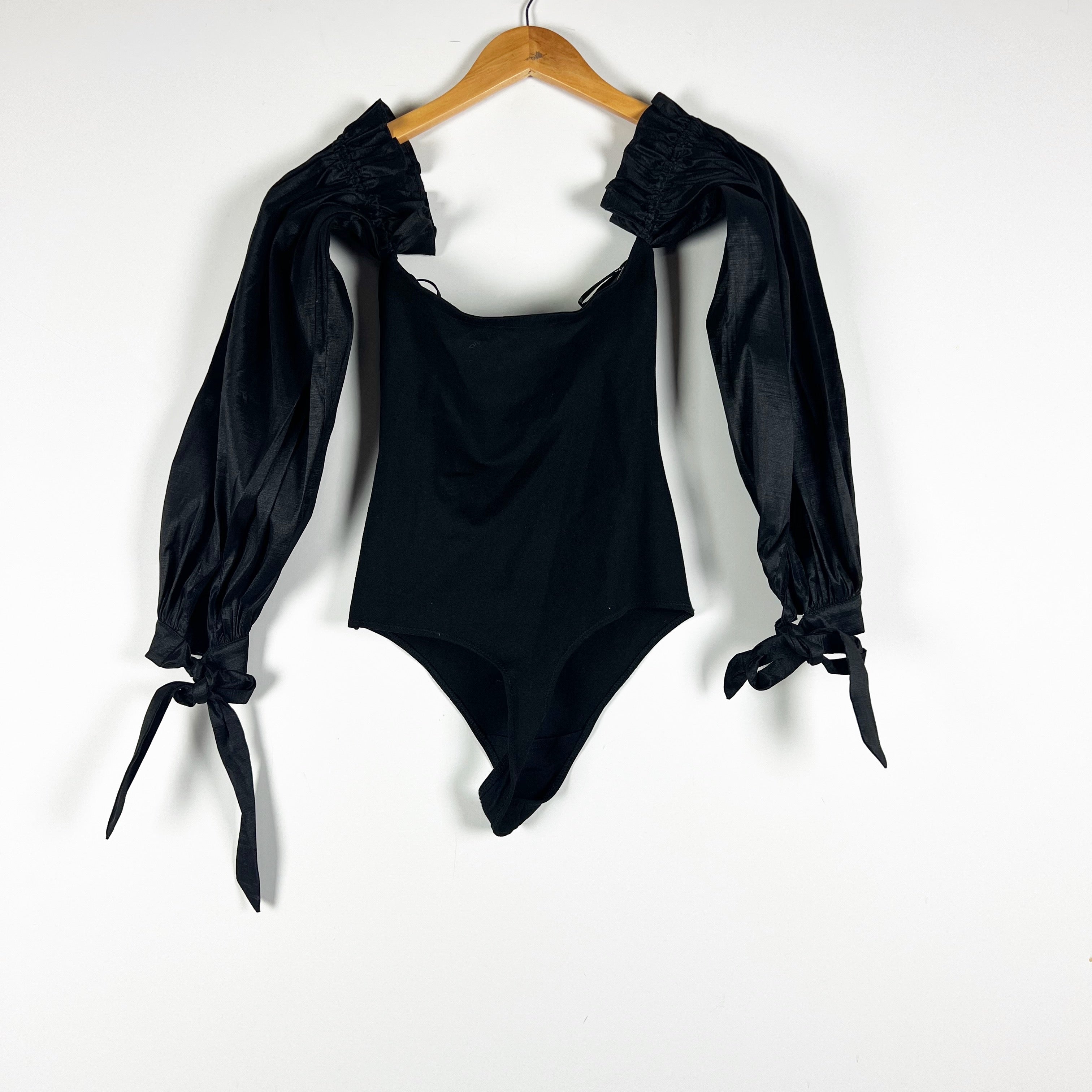Majorelle Bliss Off The Shoulder Long Sleeve One Piece Bodysuit Black XS