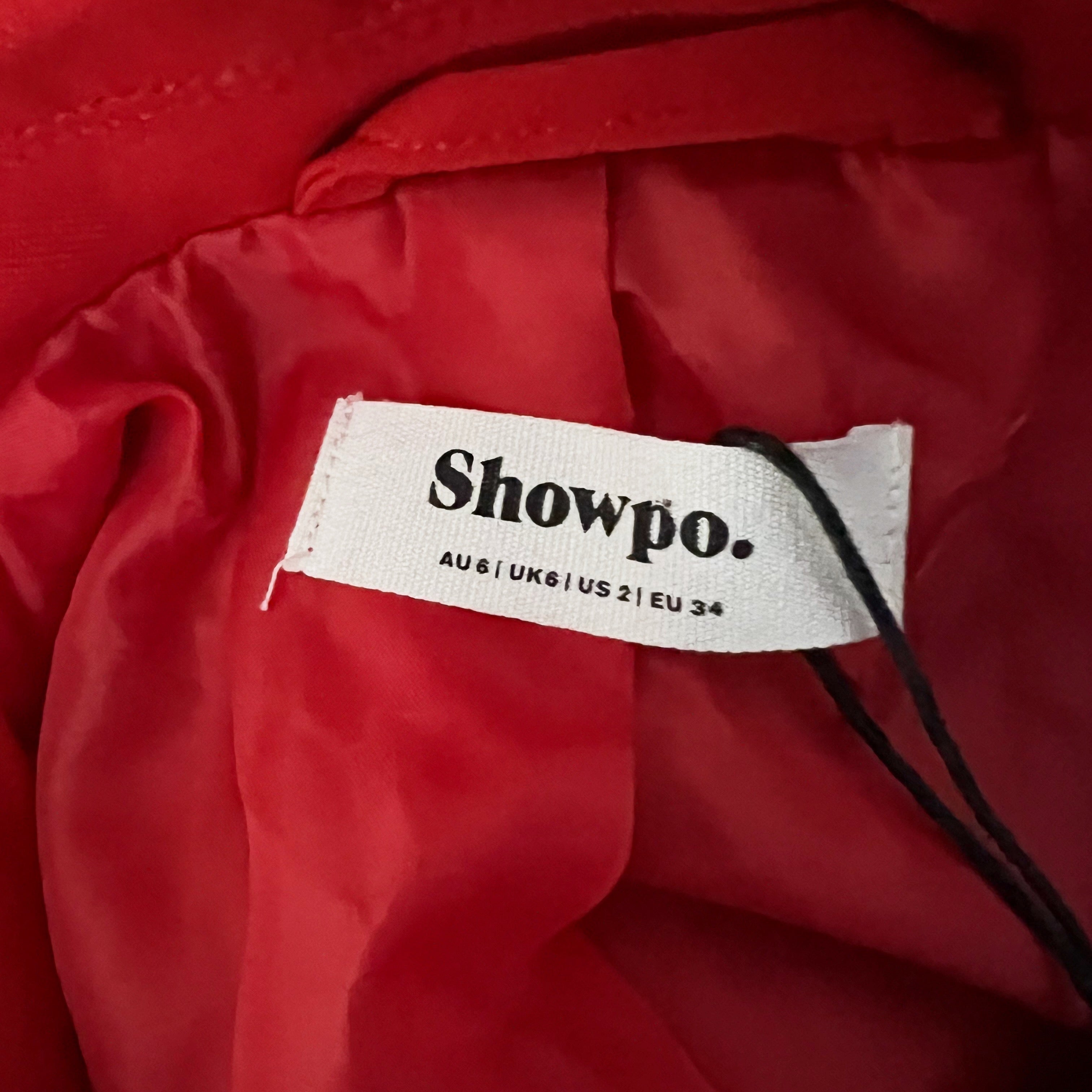 NEW Showpo Michelle Oversized Plunge Neck Button Up Blazer Jacket Red 2