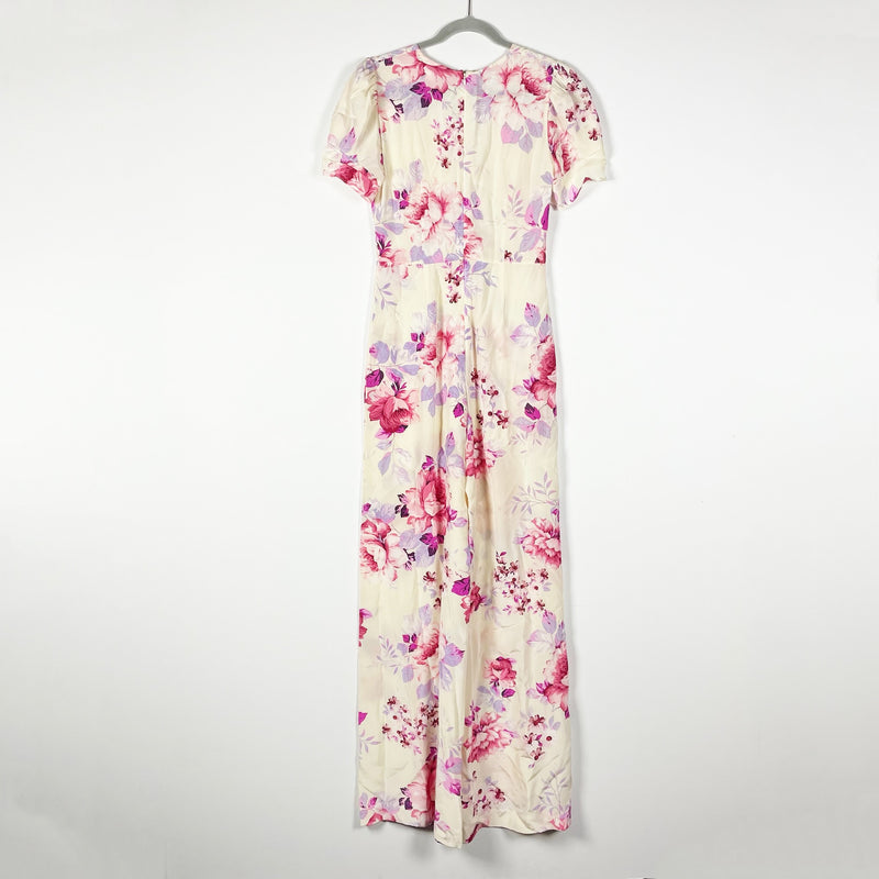 Jill Stuart Collection Silk Chiffon Floral Flower Print Pattern Jumpsuit Jumper