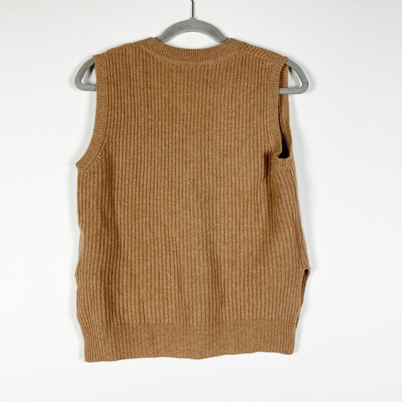 Lisa Yang 100% Cashmere Knit Stretch V Neck Sleeveless Pullover Sweater Vest 0