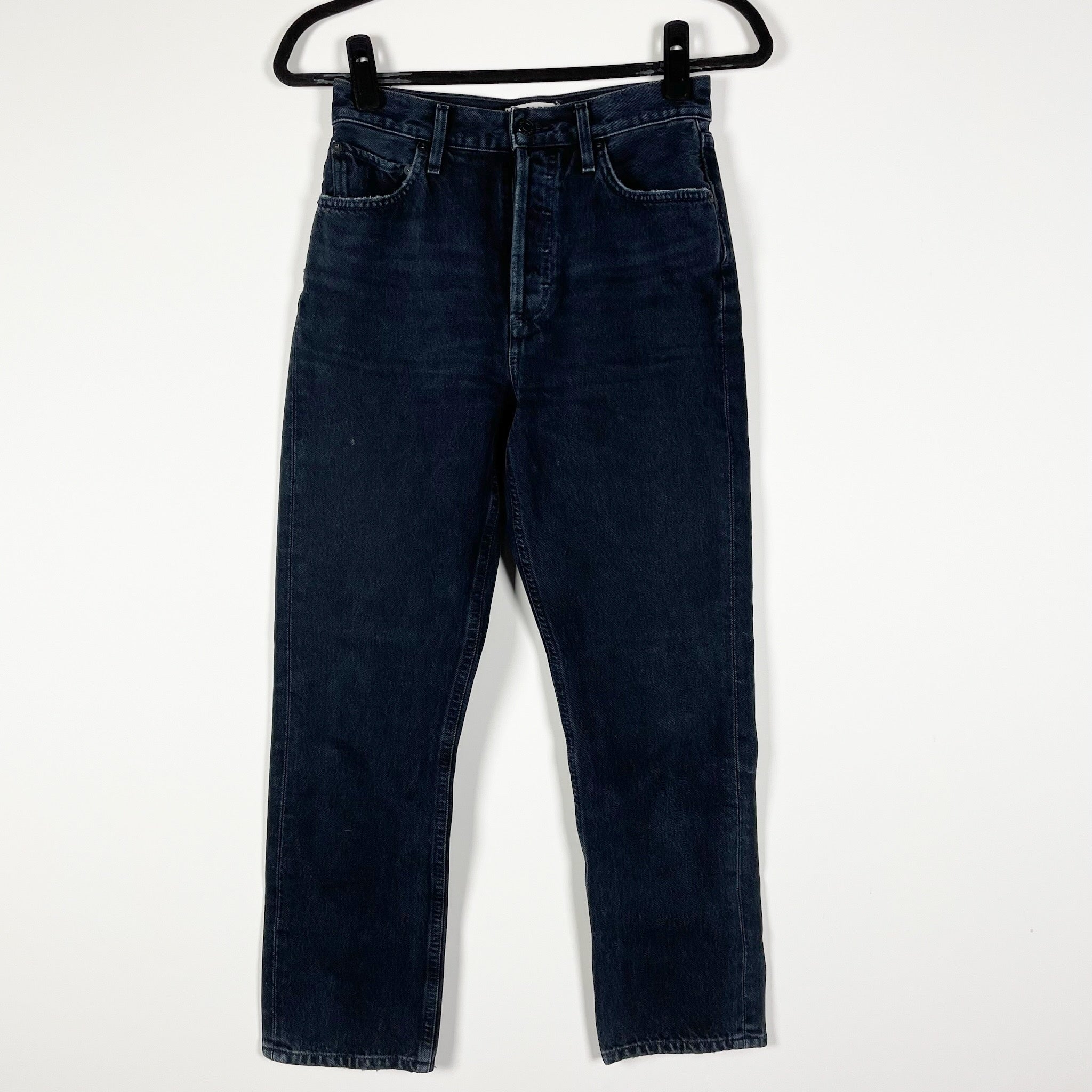 Agolde Women's Riley High Rise Cotton Straight Leg Denim Jeans Black 25