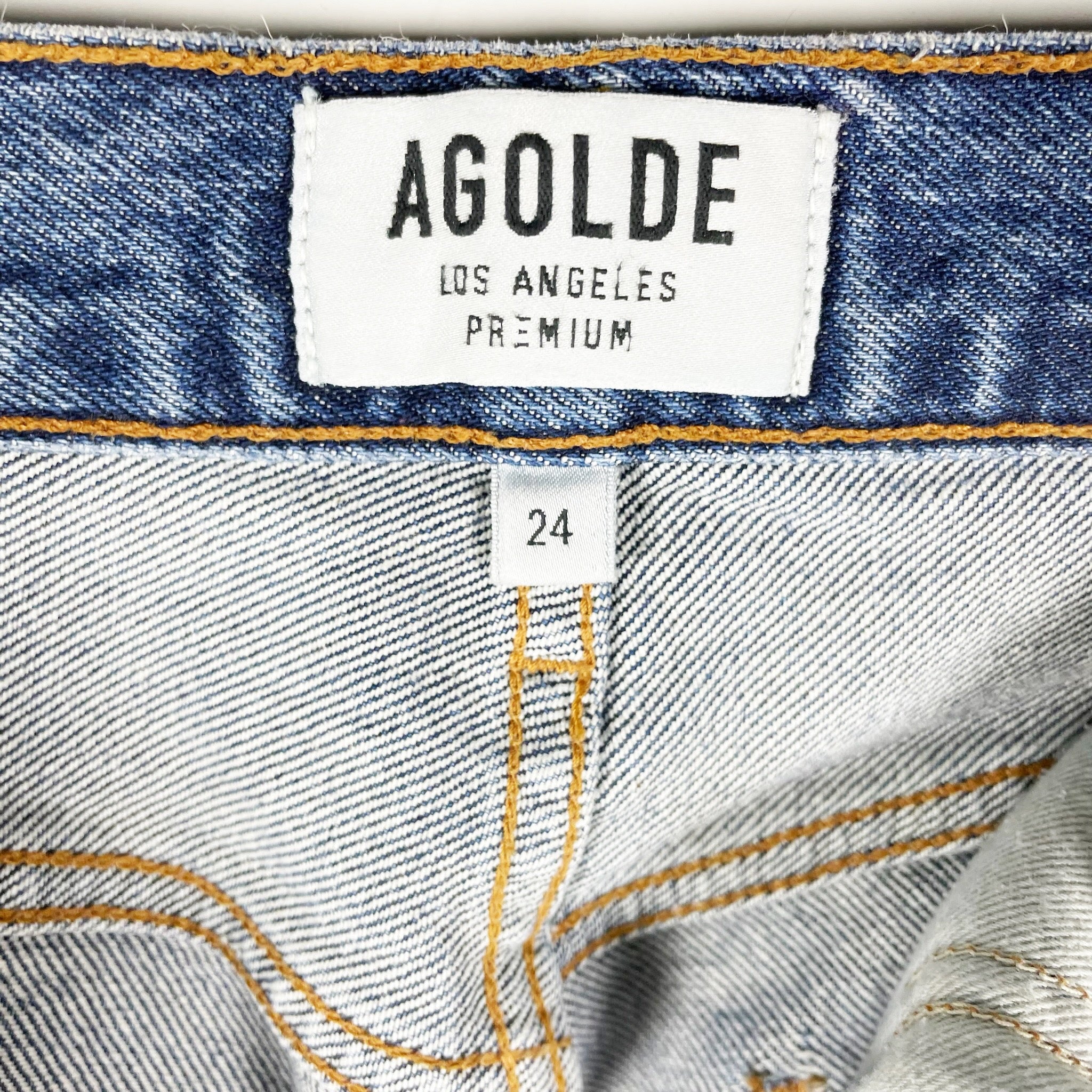 Agolde Women's Riley High Rise Cotton Straight Leg Denim Jeans Blue 24