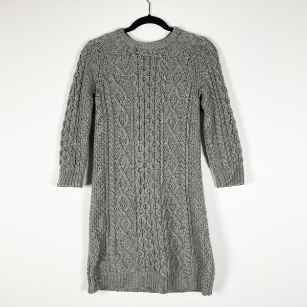 Alexander Wang 100% Cashmere Cable Knit Crew Neck Pullover Sweater Dress Gray S