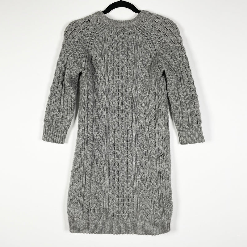 Alexander Wang 100% Cashmere Cable Knit Crew Neck Pullover Sweater Dress Gray S