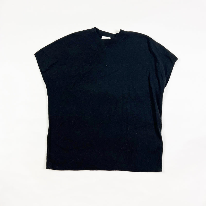 NEW Vince Wool Cashmere Ultra Soft Blend Knit Stretch Short Sleeve Sweater Black