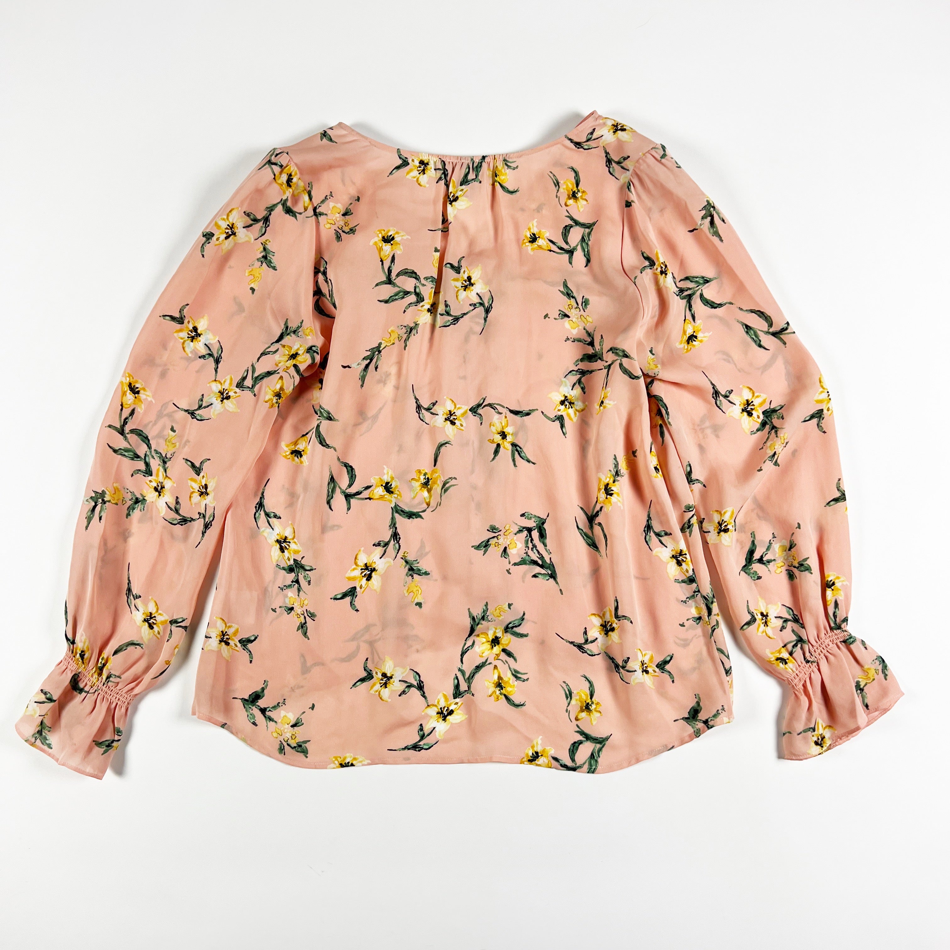 Joie Bolona Silk Chiffon Floral Flower Print Pattern Button Front Blouse Shirt M