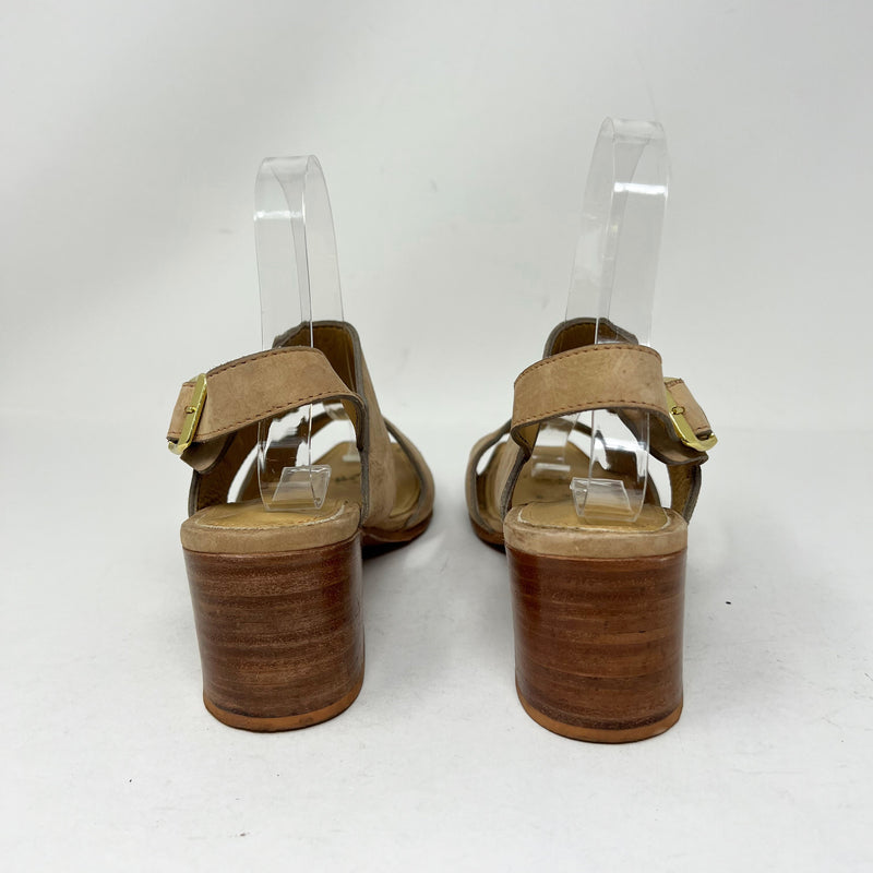 Adelante The Serena Handcrafted Genuine Leather Open Toe Block Heel Sandals Shoe