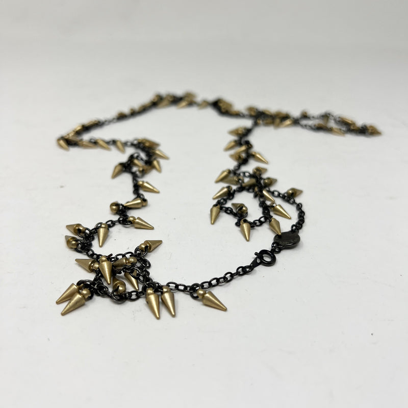 Marc Jacobs Faux Gold Black Dainty Spike Long Chain Layering Necklace