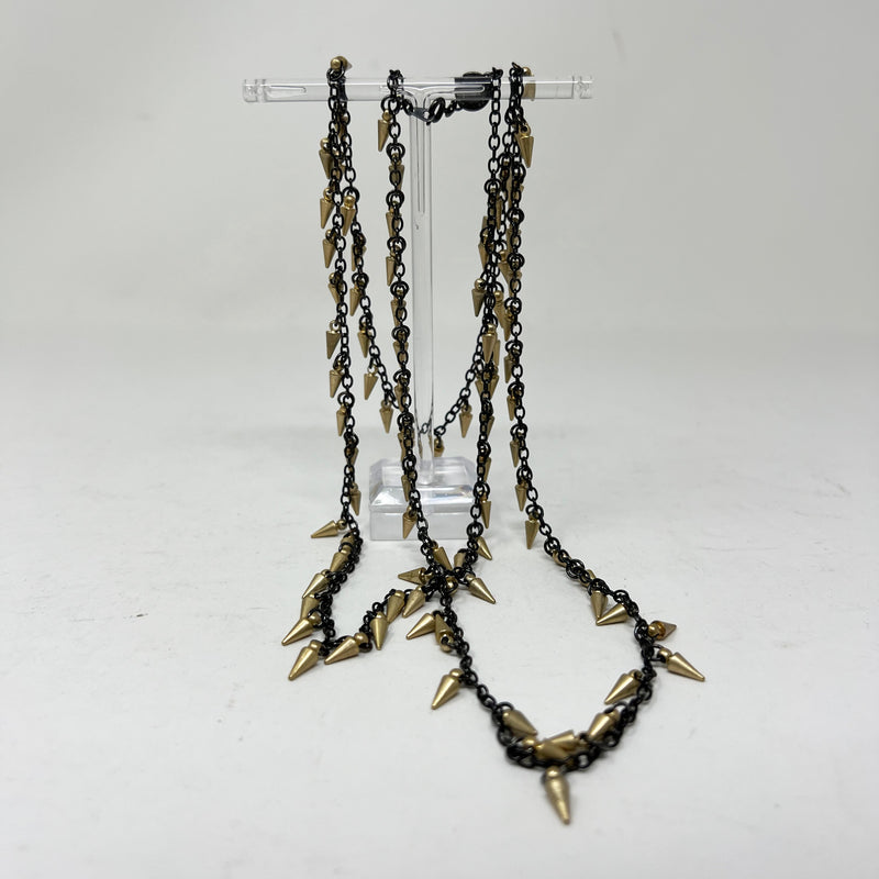 Marc Jacobs Faux Gold Black Dainty Spike Long Chain Layering Necklace