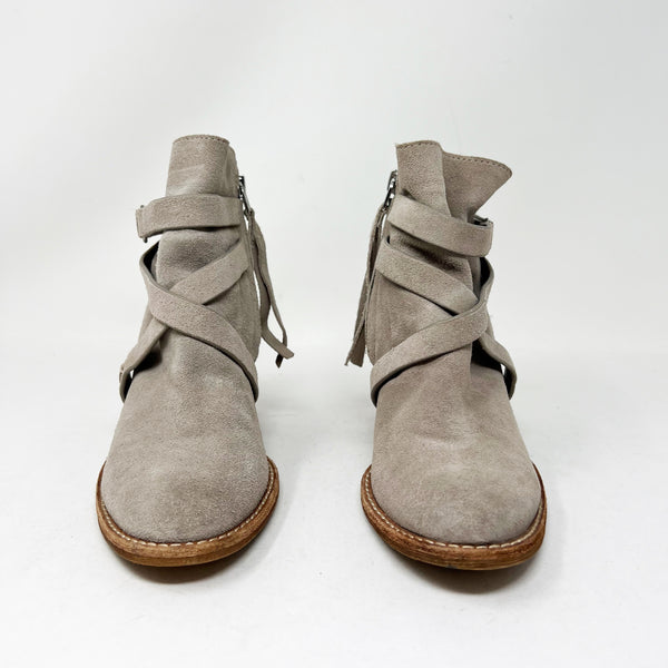 Sam Edelman Merton Genuine Suede Leather Strappy Block Heel Ankle Booties Shoes