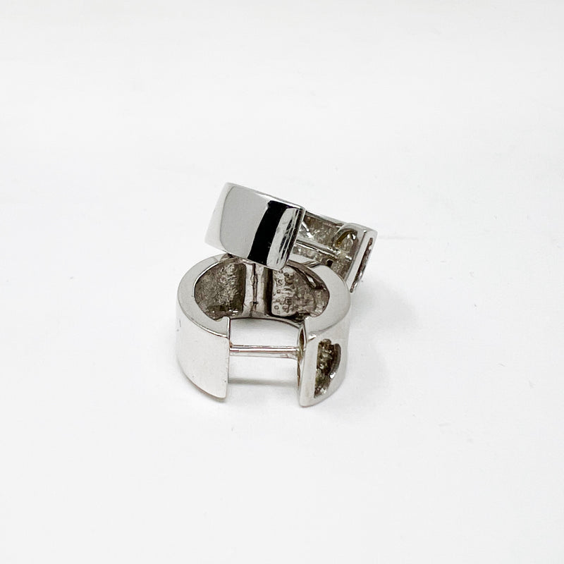 Unbranded .33 H-SI 18K Sterling Silver Diamond Huggies Hoops Earrings