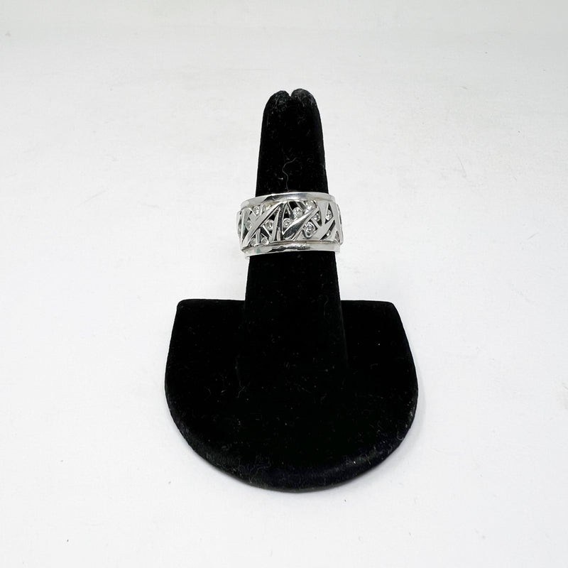 Platinum 12mm Wide 33 Full Cut Round 1ct Diamonds Ranging 1 to 2.5mm Size Ring
