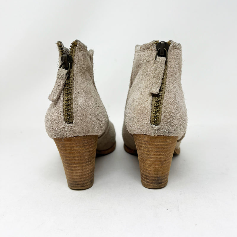 Splendid Genuine Suede Leather Stacked Wood High Heel Ankle Booties Shoes 8.5