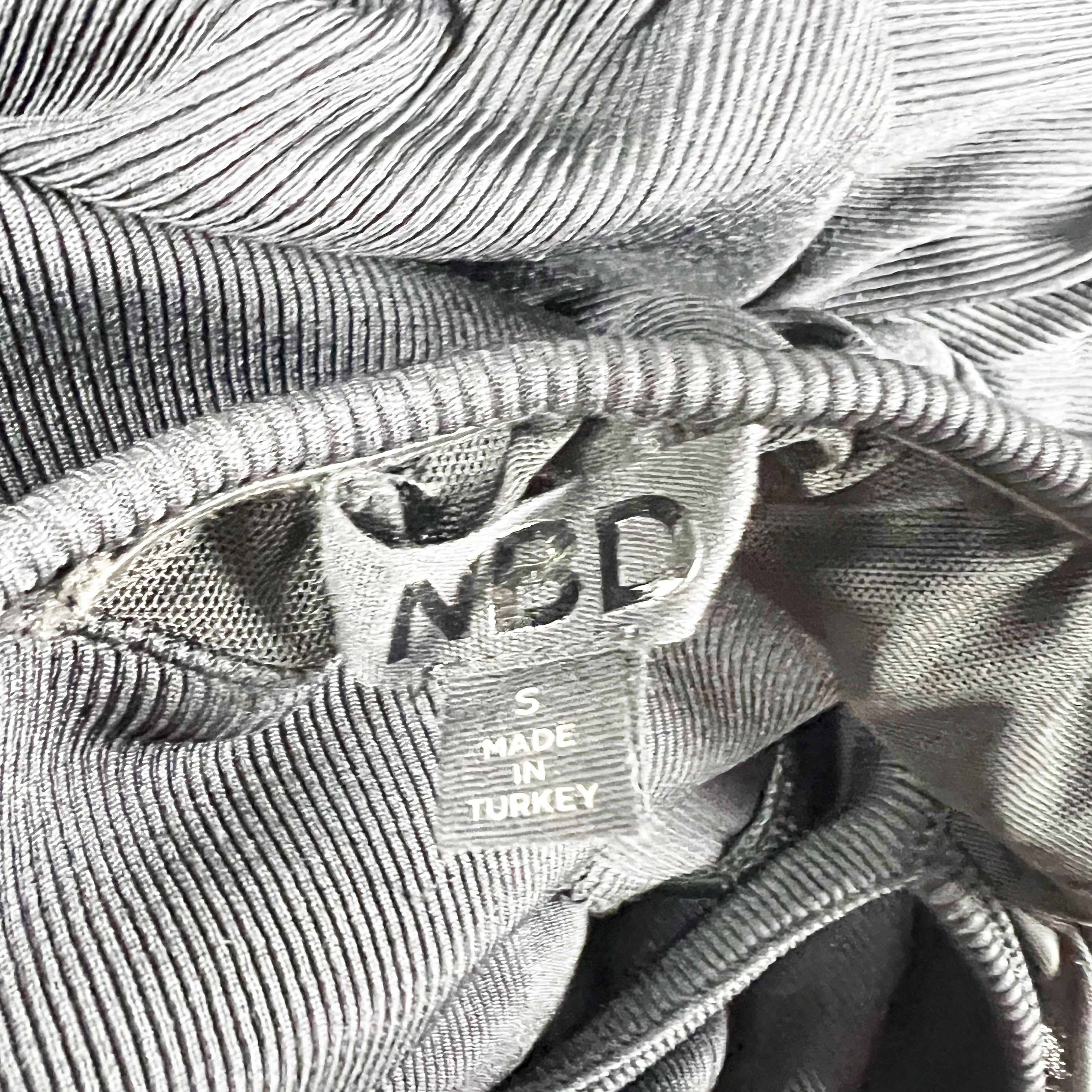 NBD Ribbed Knit Stretch Cut Out Peek A Boo Halter Neck Full Length Jumpsuit S