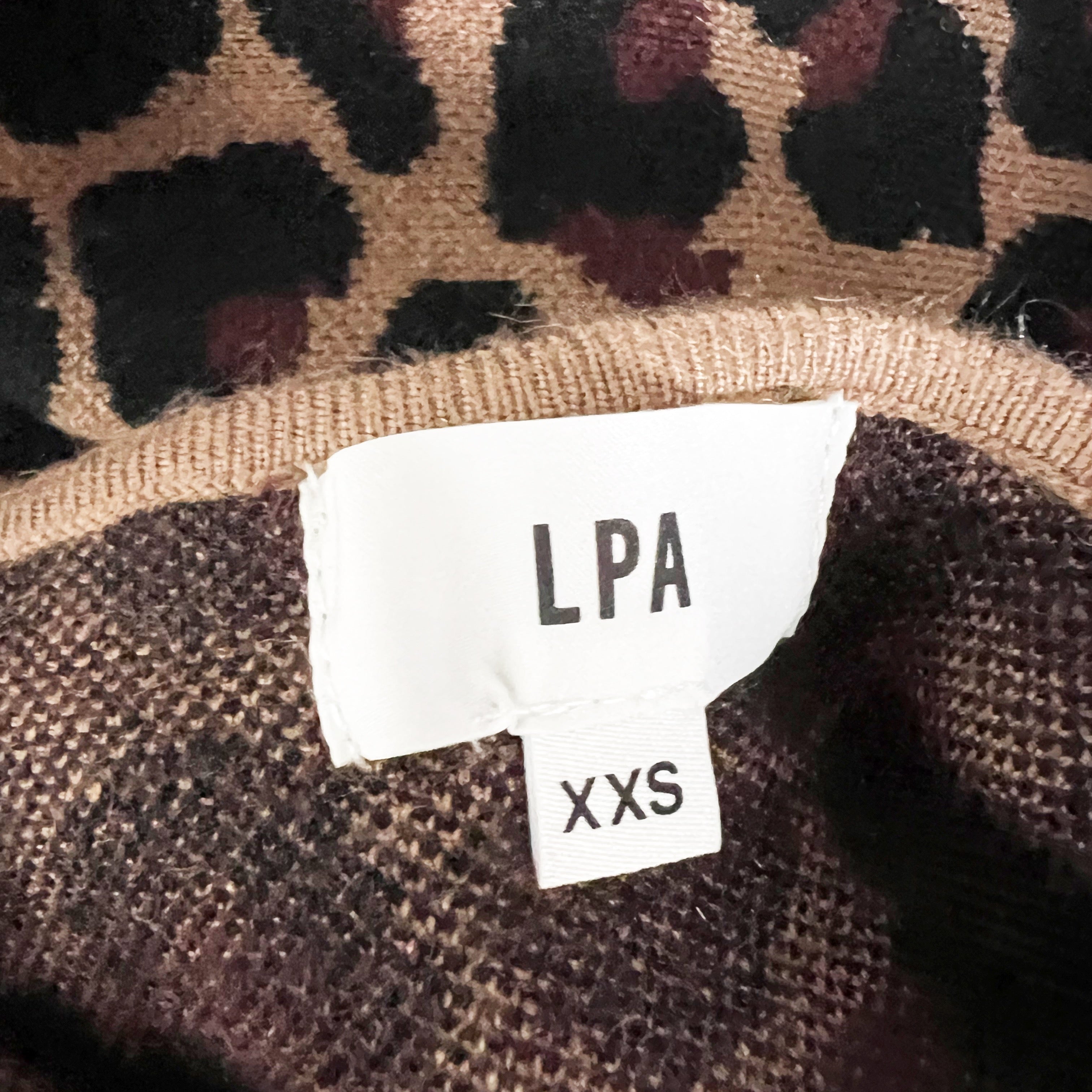 LPA Emelie Cheetah Leopard Animal Print Pattern Sweater Knit Stretch Dress XXS