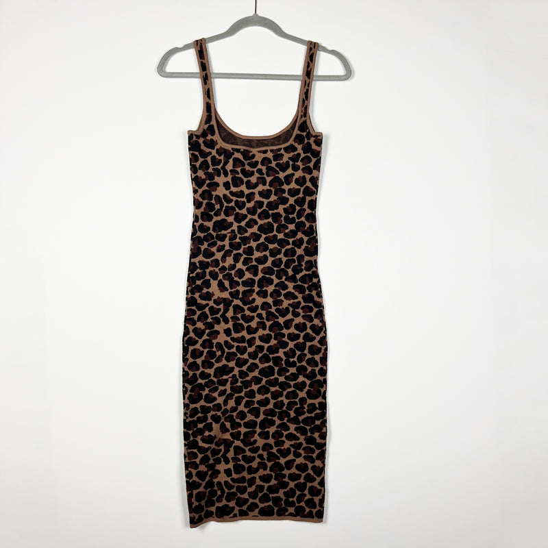 LPA Emelie Cheetah Leopard Animal Print Pattern Sweater Knit Stretch Dress XXS