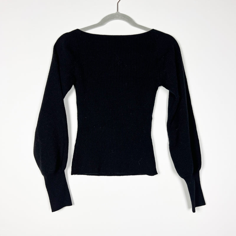 Reformation Piazza Recycled Cashmere Ribbed Knit Stretch Square Neck Sweater XS