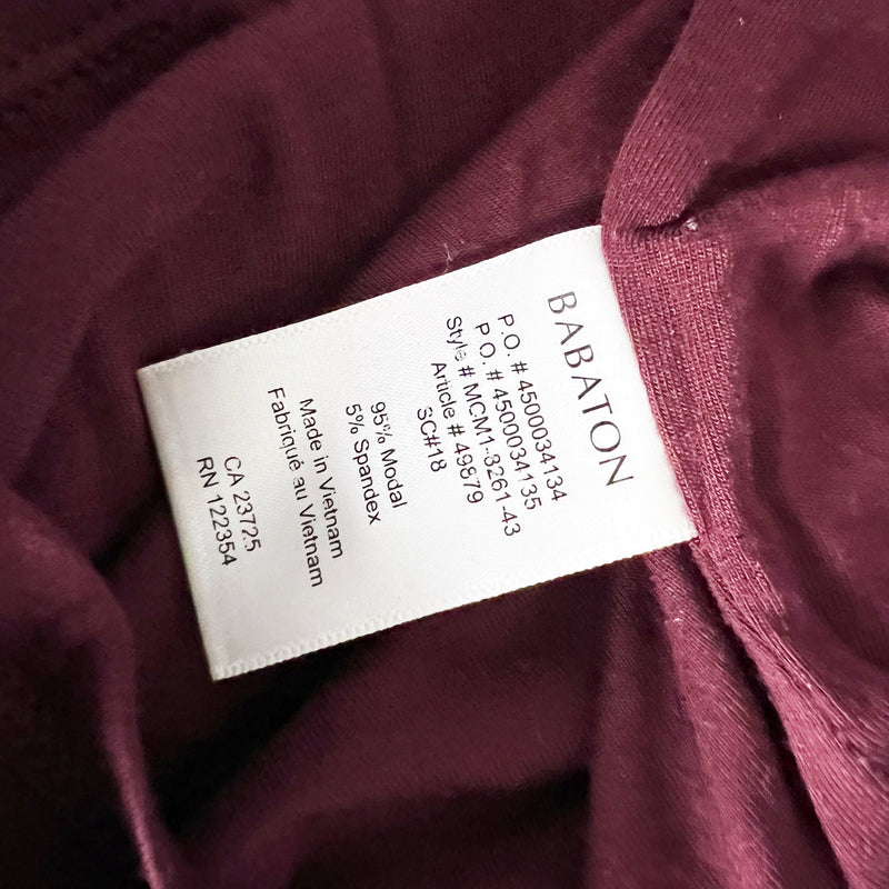 Babaton Aritzia Joaquin Modal Stretch Knit Ruched Bodycon Mini Dress Burgundy