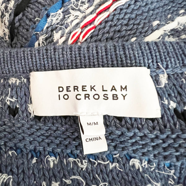 Derek Lam 10 Crosby Wool Blend Textured Crochet Knit Fringe Tassel Sweater Dress