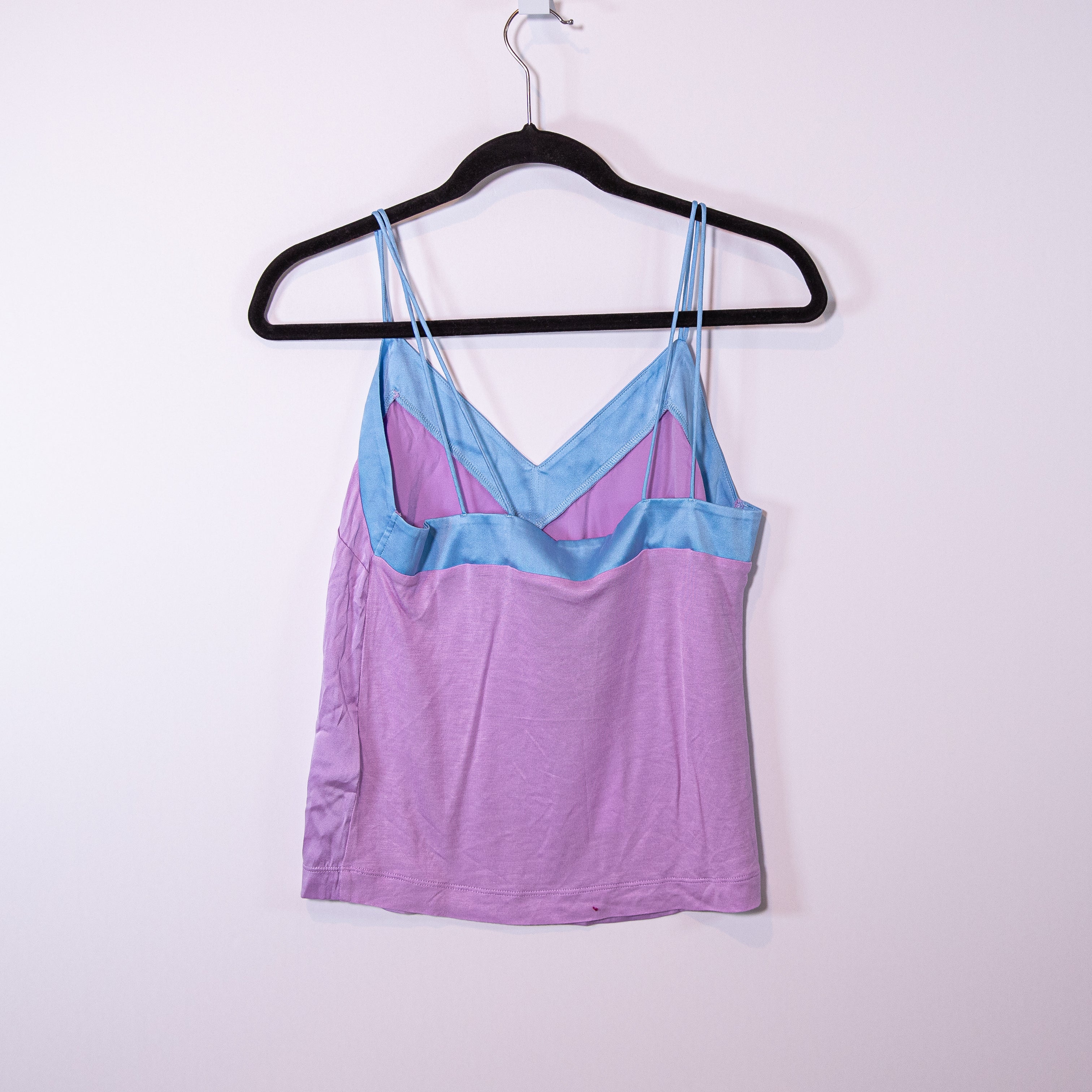 NEW Reiss Payton Silk Chiffon Front Color Block Purple Lilac Blue Tank Top XS