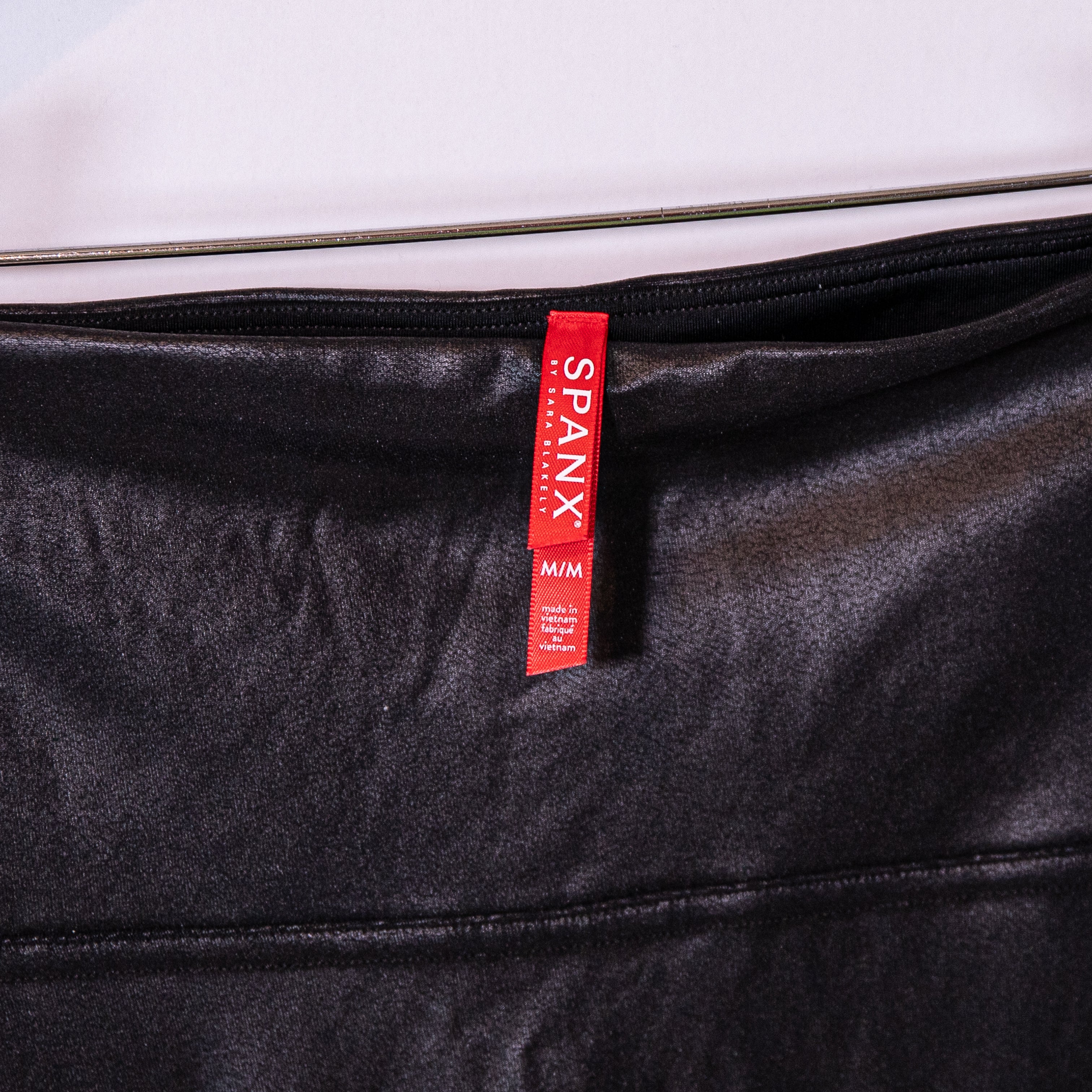 Spanx Faux Vegan Leather Textured High Rise Moto Leggings Black Medium